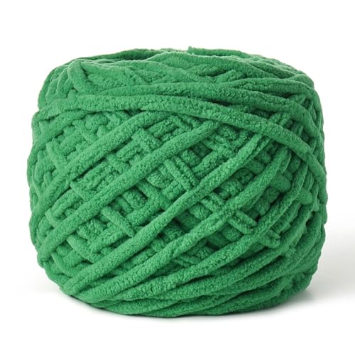 Fluffy Chenille Chunky Yarn for Crocheting 100g(65.6yd) - Baby Yarn for Crocheting Soft - Velvet Yarn for Crochet Blanket - Amigurumi Crochet Yarn (Green) - color: Green