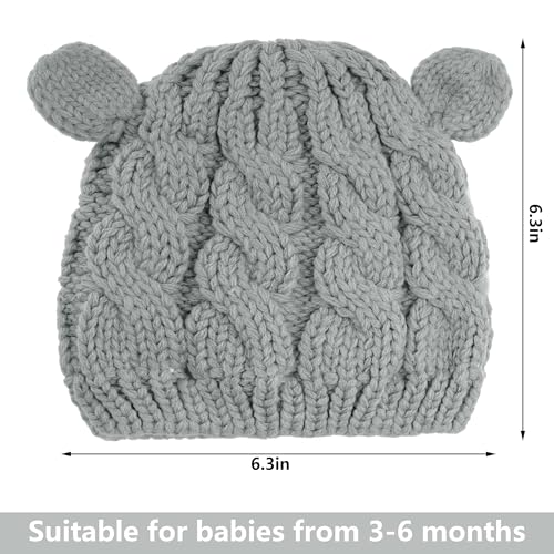 Baby Winter Hat Mittens Set Knitted Beanie Gloves for Baby Girls Boys Newborn Infant Toddler Autumn Winter - color: Gray