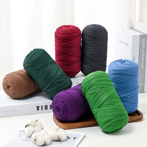 2 Pack Soft Tshirt Crochet Yarn, 800g/228yds High Elastic Hand Knitting Yarns, Thick T Shirt Yarn for Crocheting Bags, Baskets, Cushions, DIY Crafts(Pinkish Purple + Pinkish Purple) - color: Pinkish Purple + Pinkish Purple