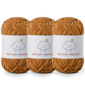 Skinny Chenille Yarn for Crocheting, 3 Pack of 1.75 oz/109 yds Amigurumi Yarn&Baby Yarn for Crocheting Soft, Fluffy Fingering Weight Velvet Yarn for DIY Crafts&Baby Blankets.(3 Light Tan) - color: 3 Light Tan