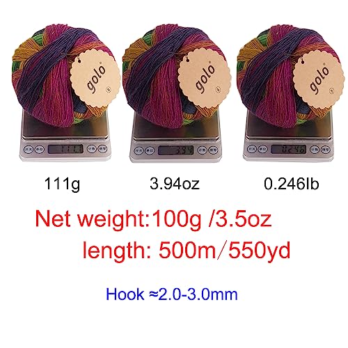 golo Wool Yarn for Hand Knitting Self-Striping Variegated Wool Yarn 6018 - color: 6018, size: 1 pcs
