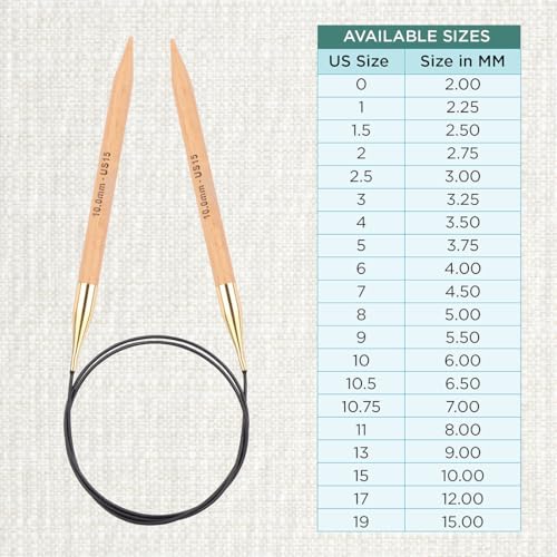 KnitPro Basix Beech Fixed Circular Needles 47" (120cm) | US Size 15 (10mm) - size: US 15 (10mm)