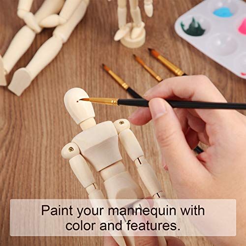 Sumind 3 Pack Artist Wooden Mannequin, 12"/8"/5.5" Drawing Figure Model | Flexible Jointed Manikin with Base Stand, Moveable Human Figure Model for Sketching Painting, Art Supplies Home Office Decor