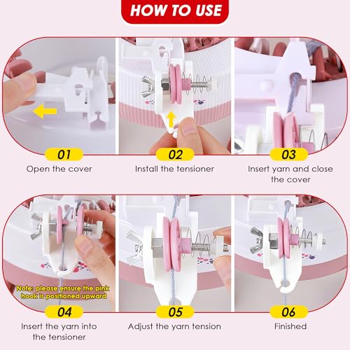 Ceoighe 2 Pack Circular Knitting Machine Tensioner Removable Yarn Tensioner Adapters Compatible with ADDI 48 46 22 Needle (White) - size: White