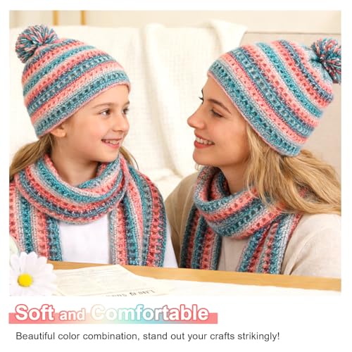 Aeelike Cake Yarn for Crocheting, Soft Ombre Crochet Yarn, Blue Pink | 6 PCS #3 Light weight 100g(3.52oz) 245m( 267yards), 60% Cotton Blend Gradient Yarn for Blanket Scarves DIY Crafts, Ideal Gift - color: Blue Pink Gradient, size: 6 pcs