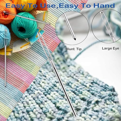 34 Pieces 8 Size Large Eye Blunt Needles and Sharp Needles Set, Yarn Needles, Hand Sewing Needles, Knitting Needles, Embroidery Needle, Quilting Needles, Crewel Needles,Tapestry Needles - color: 34PCS
