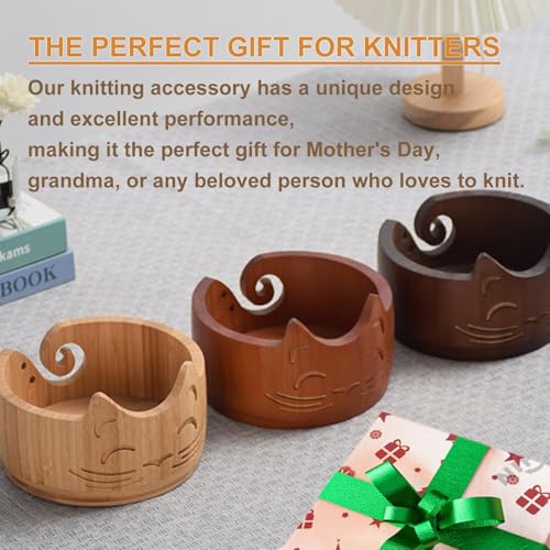 Wood Yarn Bowl, Yarn Bowls for Crochet, Yarn Knitting Bowl, Crochet Yarn Holder Bowl, 6.7inch Yarn Knitting Bowl for Storage Yarn, Wool, String or Crochet #002 - color: #002