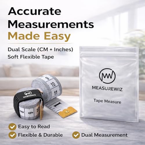 Measuring Tape - (2 Pack) 60 Inch 150 cm Soft Fabric White Tape Measure for Tailors Dressmakers and Sewing - Metric Waist and Body Measurements - Reusable Ziplock Bag Convenient Storage