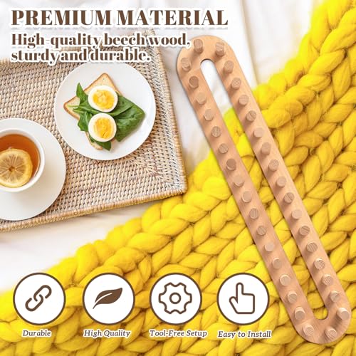 Novabright 64 Inch Chunky Blanket Loom Kit, Wooden | Adjustable Wood Chunky Yarn Loom for Blankets, Knitting, No Needle Hand, Reusable Yarn Tool for Beginners, Crafting, Gift - style: Wooden