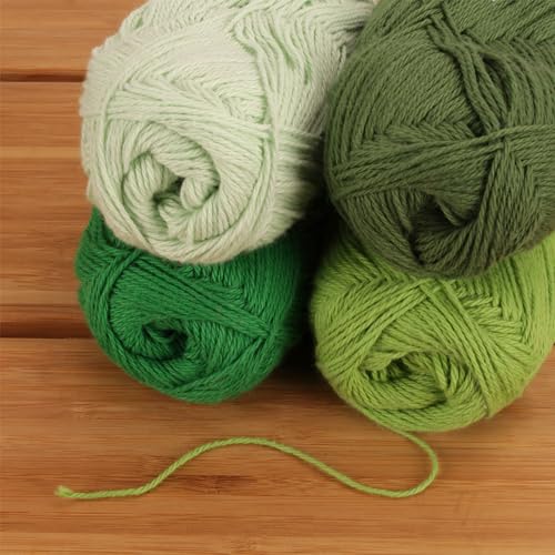 JubileeYarn Cotton Select Yarn - 50g/Skein Sport Weight - Shades of Green - 4 Skeins - color: Shades of Green, size: 4 Skeins