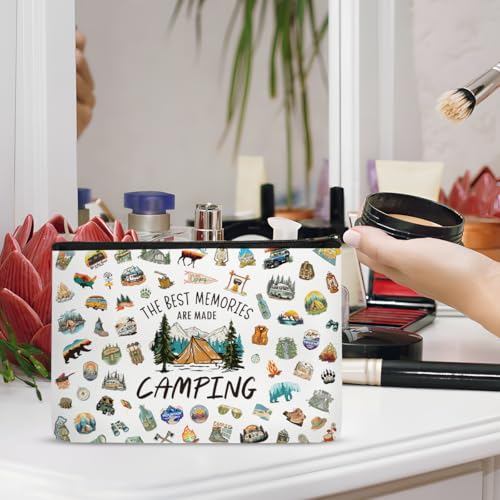 Camping Gifts for Women, Camping Essentials Makeup Bag with Funny Quote, Waterproof Travel Toiletry Organizer for Outdoorsy Girls, Campers, Sisters, Friends, Hiking Lovers - style: Camping