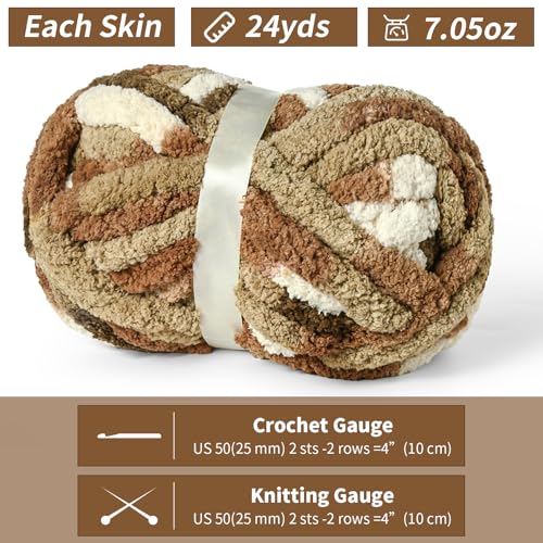 10 Pack Jumbo Chunky Yarn for Hand Knitting, Fluffy Chunky Chenille Yarn for Crocheting, Variegated Chunky Knit Baby Blanket Yarn, 240 yds /70.5 oz Super Bulky Yarn (Cappuccino) - color: 10 Cappuccino