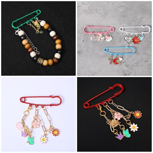 26pcs Safety Pin Brooch, Colorful Brooch Pins with Loops for Crafts