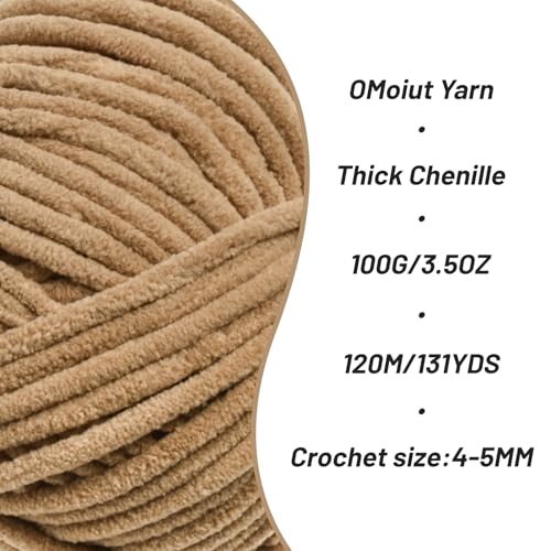 3 Pack Deep Khaki Fluffy Velvet Yarn for Crocheting, Chunky Chenille Baby Blanket Yarn for Crochet, Soft Fuzzy Puzzle Yarn for Knitting, (100g/3.53oz Each) Bulky Thick Amigurumi Crochet Yarns - color: 3 Deep Khaki
