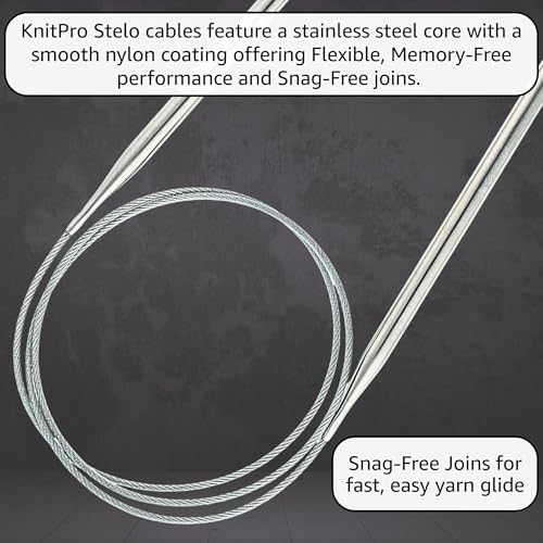 KnitPro Stelo Lace 32-Inch US 1.5 (2.5mm) Circular Knitting Needles | Lightweight Stainless Steel, Perfectly Tapered Sharp Tips, Memory-Free Cables, Smooth Joins, 10 Stitch Markers - size: US 01.5 (2.5mm), 32in.