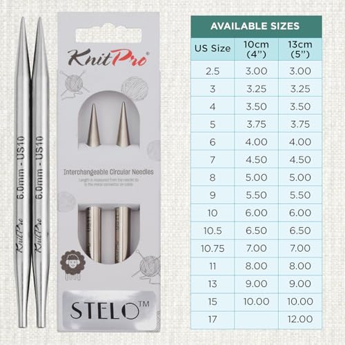 KnitPro Stelo Lace Interchangeable Tips 4" (10cm) | US Size 10 (6mm) - size: US Size 10 (6mm)