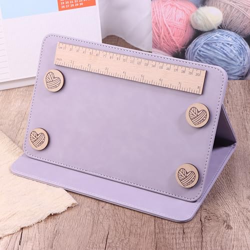 Cowenhey Pattern Holder, Knitting Chart Holder, Accessories Knitting Pattern Holder Foldable Knitting Chart Keeper with Ruler for for Fixed Crochet Pattern on Knitting Pattern Holder (Purple) - color: Purple