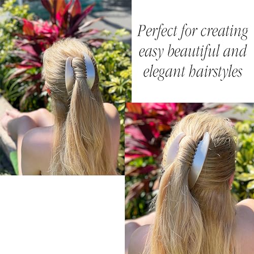 Camila Paris CP3016 French Hair Side Combs, Beige Pearl Interlocking Combs French Twist Hair Combs, Strong Hold Hair Clips for Women Bun Chignon Up-Do, Styling Girls Hair Accessories, Made in France - color: Beige Pearl