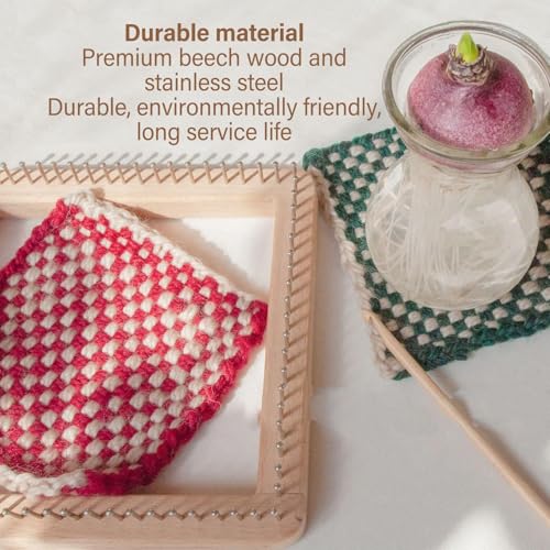 Wooden Knitting Looms for Blankets, Square DIY Hand Crafted Looms Knitting Tools Crochet Looms Chunky Yarn Looms Board for Hat Scarf Socks Sweater Beech Wood Knitting Board with Stainless Ste(10*10cm) - size: 10*10cm