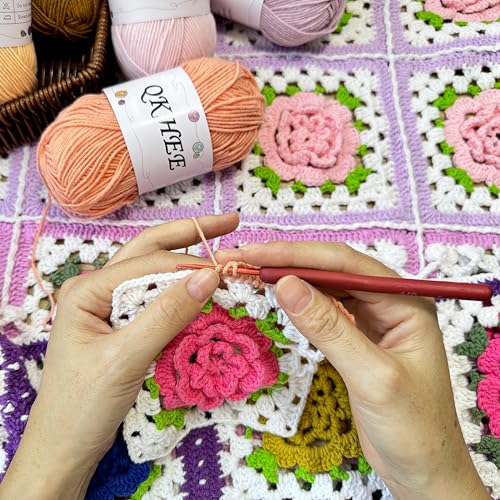 QKHEEYarn for Crocheting and Knitting 8 * 1.76 Oz (50G) /195yd,Fine/Fingering Weight (1), 60% Cotton 40% Acrylic Soft Yarn kit for Making Granny Squares and amigurumi (48#Gold) - color: Gold