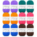 Skinny Chenille Yarn for Crocheting – 12 Pack Soft Matte Fine Chenille, 50g/158yd Each (1896yd Total), CYC #2 Baby Blanket Yarn for Plush Toys, Blankets & Large Projects(Bold Mix) - color: Bold Mix