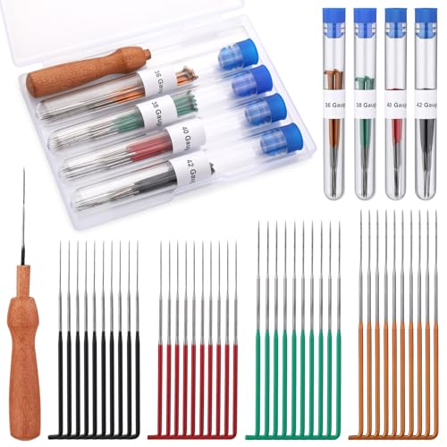 OEHPICC 40 Pcs Needle Felting Needles Set, with 4 Color-Coding Gauges | 36/38/40/42 Gauge with Wooden Handle Felting Needles for Beginners DIY Projects - color: 40 Pcs