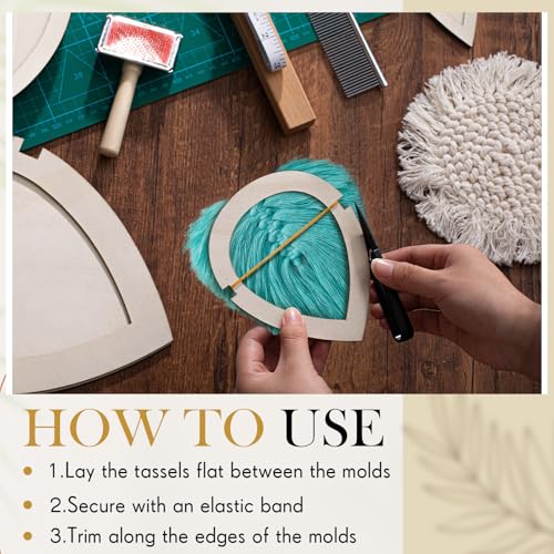 Teenyyou 11 Pcs Macrame Leaf Cutting Molds and Comb Sets Wood Macrame Leaf Cutting Template Fringe Stainless Steel Comb for Making Feather Tassel Wall Hangings Tool