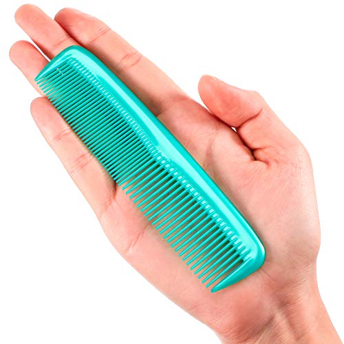 Leinuosen 12 Pieces Pocket Hair Combs, Fine Tooth Combs, Cyan-blue | Plastic Hair Care for Men Women, Portable Travel Size, for Barber Salon Hair Dressing Use, Not Breakable, Peines Para Cabello - color: Cyan-blue