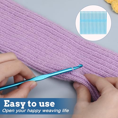 LIQWEI 20PCS Crochet Hooks, 5MM Aluminum Crochet Needle US Size H (Size 8), Crochet Hooks Bulk for Craft Yarn Contribute to Beginners (Blue)