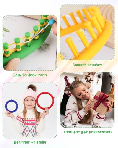 Aeelike 2 PCS Round Knitting Loom for Hat Socks DIY Crafts, 9.4inch | Round Knitting Loom Kit with Removable Pegs, Beginners Knitting Kit for Hats Socks Scarves DIY Crafts, Idel Gift - color: Green-9.4inch, size: 2pcs
