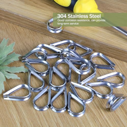 M3 Wire Rope Thimble, 304 Stainless Steel Thimble for 3/32-1/8 Inch Diameter Wire Rope, 12 Pieces - size: M3