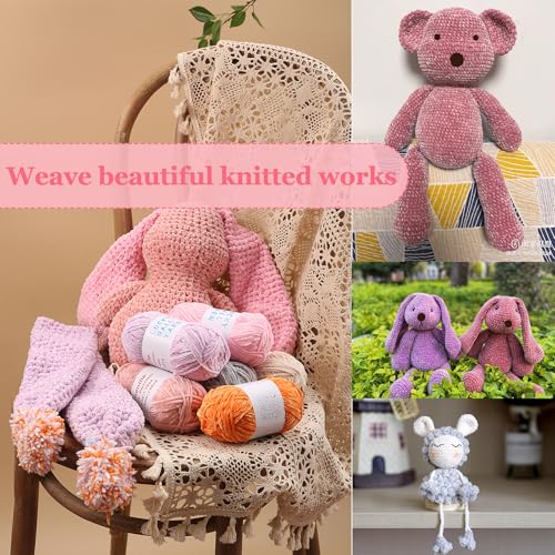 LUCKY BALL Chenille Yarn, 100g/230 yd #4 Velvet Crochet Yarn (Rainforest) | 100% polyester #4 medium velvet yarn; 4mm strand; 100g/230 yd; for amigurumi, plushies, hats, scarves, baby crafts - color: 1Rainforest