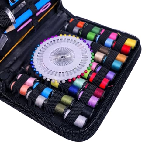 128pcs Sewing Kit for Home, Travel & Emergencies - Filled with Notions Scissor & Thread - Black Bag - color: 128pcs-black