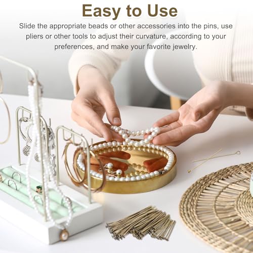 PATIKIL 1.8 Inch Eye Pins, Jewelry Making Headpins Straight Pins Findings Bendable for DIY Craft Bracelet Necklace Earring Pendant Making Supplies-400Pcs(Silver Gold) - color: Silver Gold, size: 1.8 Inch