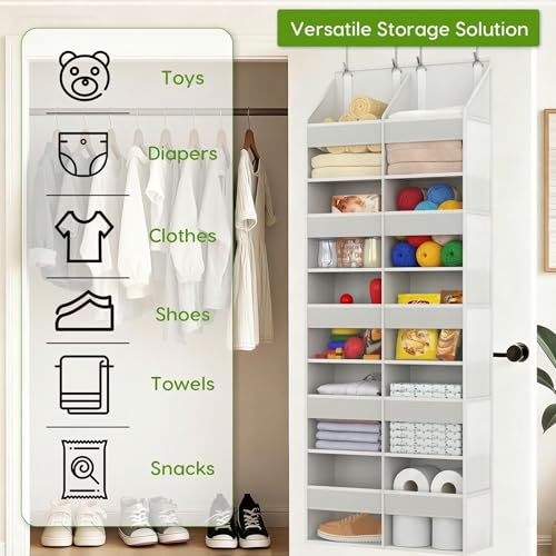 5 Tiers Over The Door Hanging Yarn Storage Organizer, Large Capacity Behind the Door Storage, Hanging Door Organizer for Knitting and Crochet, Back of Door Yarn Storage Holder (White) - color: White