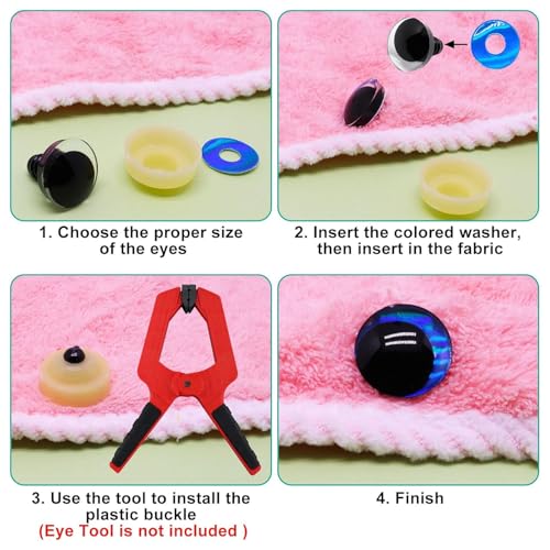 BUXIMN 16pcs 16mm 3D Small Safety Eyes for Crocheting, Tie Dye Laser Crochet Safety Eyes, for Stuffed Animals Doll Eye Crafts - color: Colorful A, size: 16mm