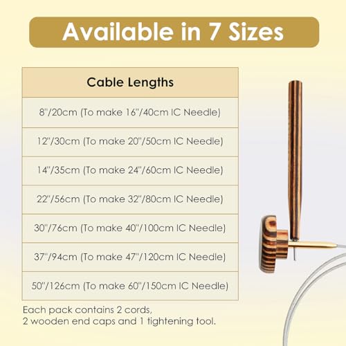 Lantern Moon Nylon Coated Stainless Steel Fixed Cords | 13"/33cm (to Make 20"/50cm IC Needle) - size: 13" cable to make 20" IC needle