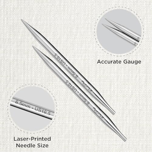 KnitPro Stelo Lace Interchangeable Tips 4" (10cm) | US Size 10.5 (6.5mm) - size: US Size 10.5 (6.5mm)