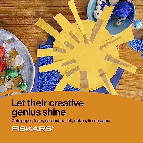 Fiskars 6" Softgrip Big Kids Scissors, Ages 8-11, Turquoise-Purple Ombre | Scissors with Safety Edge Blades for School or Crafting, Ergonomic Handles Designed for Growing Kids, Back to School Supplies - style: Ombre
