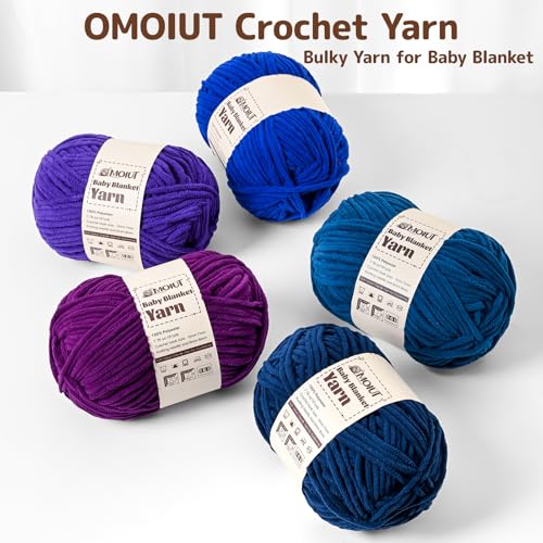 Fluffy Chunky Yarn for Crocheting, Chenille Crochet Yarn 6 Super Bulky, 4 Pack of 161 yds/7.76 oz Baby Blanket Yarn, Soft Velvet Yarns for Knitting Amigurumi&DIY Crafts/Hats/Socks(4 Navy Blue) - color: 4 Navy Blue