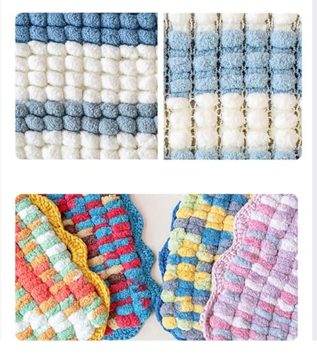 Jelly Bean Pom Bomb Yarn - 150g/Skein Super Bulky Polyester- 4 Balls Pomp-A-Doodle Yarn for Crochet Knitting Handcraft Mat Pet Nest 600g (4, Retro) - color: Retro