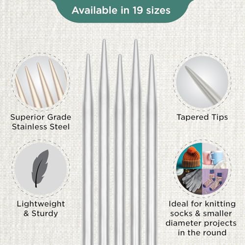 KnitPro Stelo Double-Pointed Needles 8" (20cm) | US Size 5 (3.75mm) - size: US Size 5 (3.75mm)