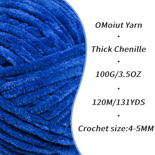 3 Pack Royal Blue Fluffy Velvet Yarn for Crocheting, Chunky Chenille Baby Blanket Yarn for Crocheting, Soft Fuzzy Puzzle Yarn for Knitting, (100g/3.53oz Each) Bulky Thick Amigurumi Crochet Yarns - color: 3 Royal Blue