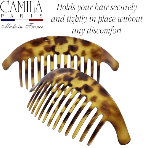 Camila Paris CP2877/2 French Hair Side Combs, Tokyo, Interlocking Combs French Twist Hair Combs, Strong Hold Hair Clips for Women Bun Chignon Up-Do, Styling Girls Hair Accessories, Made in France - color: Tokyo