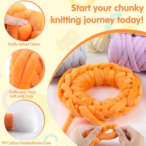 Chunky Yarn for Hand Knitting- Velvet Chenille Tube Yarns- Jumbo Yarns for Blankets, Pet Beds, Machine Washable (0.66 Lb/18.59 Yd), Easy No-Tool Arm Knitting & Crochet Project Yarn (Dusty Rose) - color: Dusty Rose