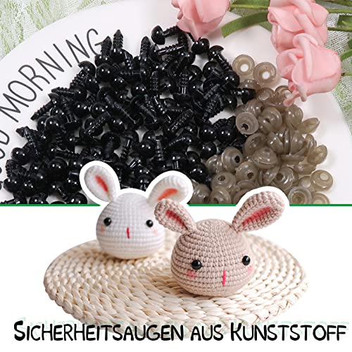 TOAOB 50pcs 8mm Safety Eyes for Amigurumis Craft Crochet Eyes with 50pcs Washers Black Doll Eyes for Crocheting Stuffed Animals Doll Making