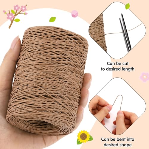Syhood 673 Feet Floral Vine Bind Wire Rustic Craft Wire, Camel | For DIY Craft Wrapping, Flower Bouquets Garland Arrangements, , Christmas Wreath Making - color: Camel, size: 673 Feet
