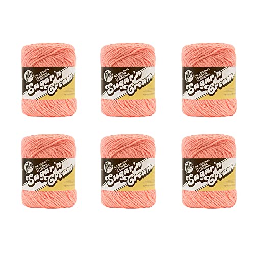 Lily Sugar'N Cream Tea Rose Yarn - 6 Pack of 71g/2.5oz - Cotton - 4 Medium (Worsted) - 120 Yards - Knitting/Crochet