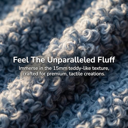 Teddy Fur Curly Yarn, 3 Skeins (150g/5.3oz Total, 15mm Thick), Chunky Faux Fur Eyelash Yarn, Super Soft Fluffy Yarn for Doll Hair Weaving, Crochet, Knitting, Amigurumi (Light Blue) - color: Light Blue