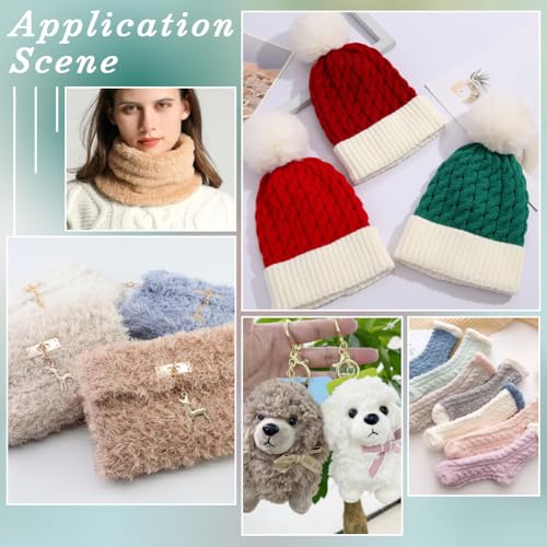 2 Rolls 139.98 Yards Faux Fur Yarn Soft Touch Chunky Fuzzy Velvet Yarns Bulky Plush Colorful Fancy Thread for Crocheting Knitting Sweaters Hats Scarves Blanket Rug DIY Craft Supply